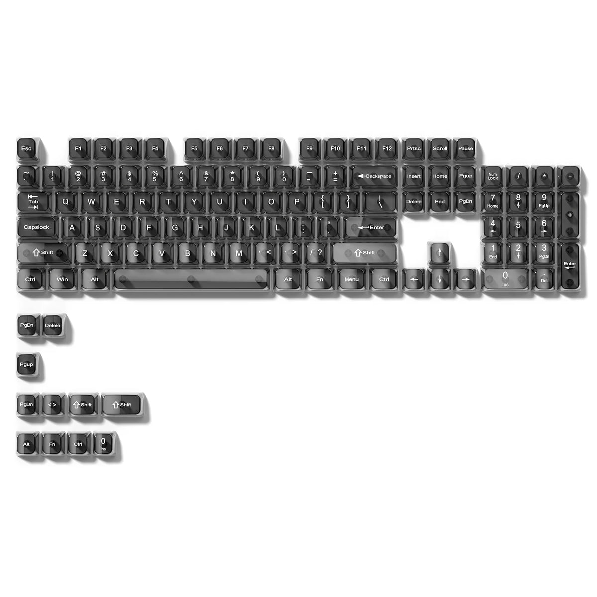 115 Keys Black Transparent Clear Keycaps Crystal Ceramic PC Keycap RGB Shine Through Key Cap MDA Profile for MX Switch Keyboard