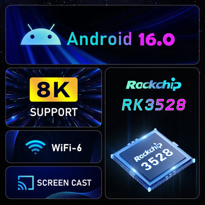 Android 16 Smart TV Box X66 8GB+256GB Rockchip RK3528 Google Assistant 8K Video Bluetooth5.4 Media Player Very Fast Set Top Box