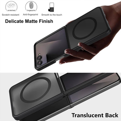 UYUXIO Translucent Magnetic Mobile Phone Case for Samsung Galaxy Z Flip 7 8 Wireless Charging Cases Rugged Cover with Magnet