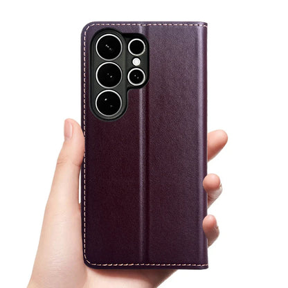 For SAMSUNG Galaxy S26 S25 S24 S23 Ultra Plus FE Edge 5G Flip Case Napa Texture Magnetic Cover Cowhide Genuine Leather Cases