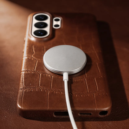For Magsafe Genuine Leather Case For Samsung Galaxy S26 Ultra S25 FE S24 S23 S22 S26 Plus Phone Back Cover S26Ultra Magnetic