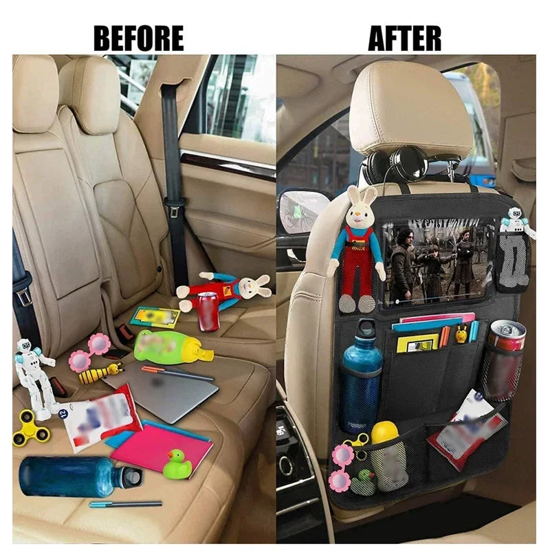 Car Seat Back Storage Bag Tablet Phone Water Cup Holder Multifunctional High-Capacity Storage Bag Car Interior Accessories