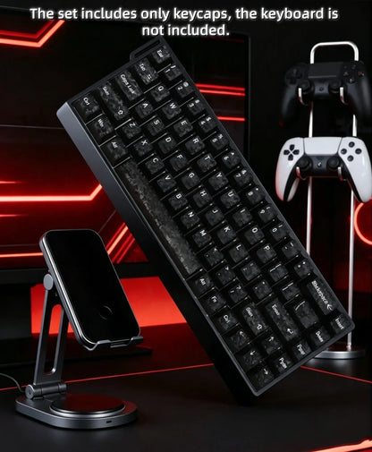 Letter Drive 2026 Forged Carbon Fiber Transparent Keycaps 132 Keys Cherry Profile RGB Backlit Key Cap For Mechanical Keyboard