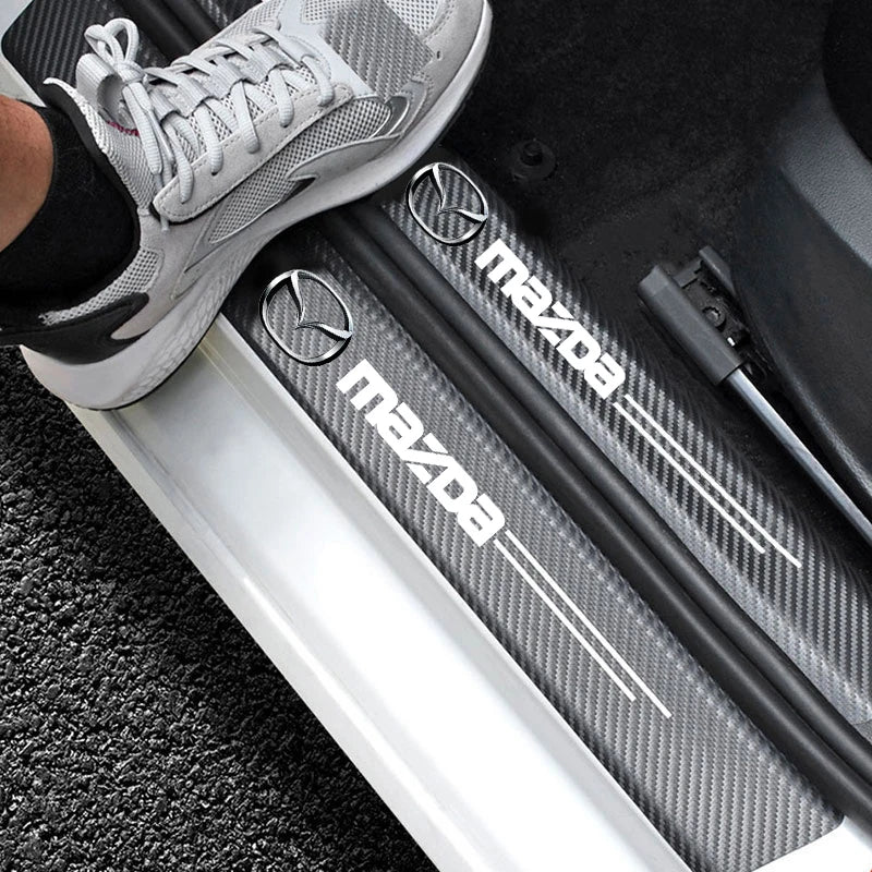 Car Door Sill Protector Carbon Fiber Threshold Stickers for Mazda 3 bk bl bj bn 323 Axela Atenza CX-3 CX-4 CX5 CX-7 CX-9 Auto