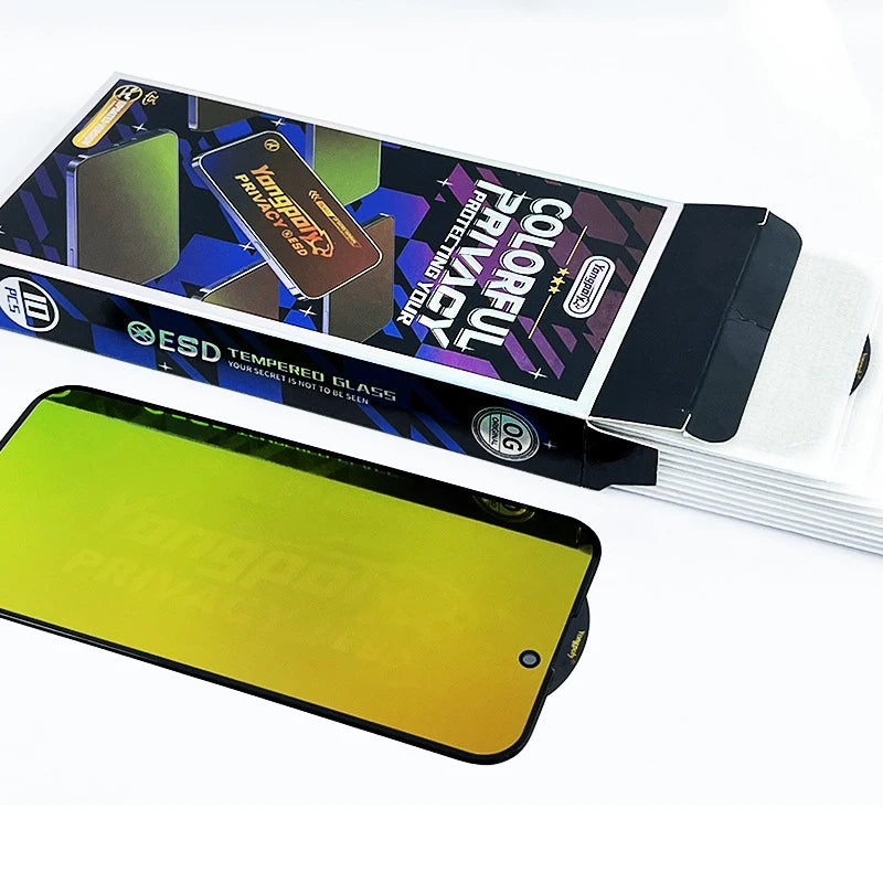 3pcs Colorful Privacy Tempered Glass ESD Screen Protector Anti Spy Film For iPhone Duo 18 Pro Max 17 Air 17E 16 Plus 15 14 13