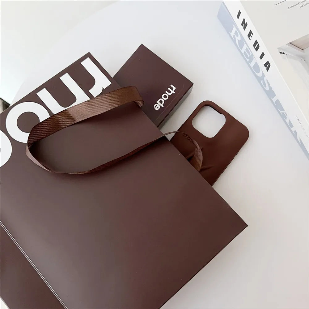With Box Rhode Bag Fashion Phone Case for iPhone 16E 17 Air 16 15 14 13 12 11 Pro Max Plus Lip Gloss Portable Stand Cover Funda