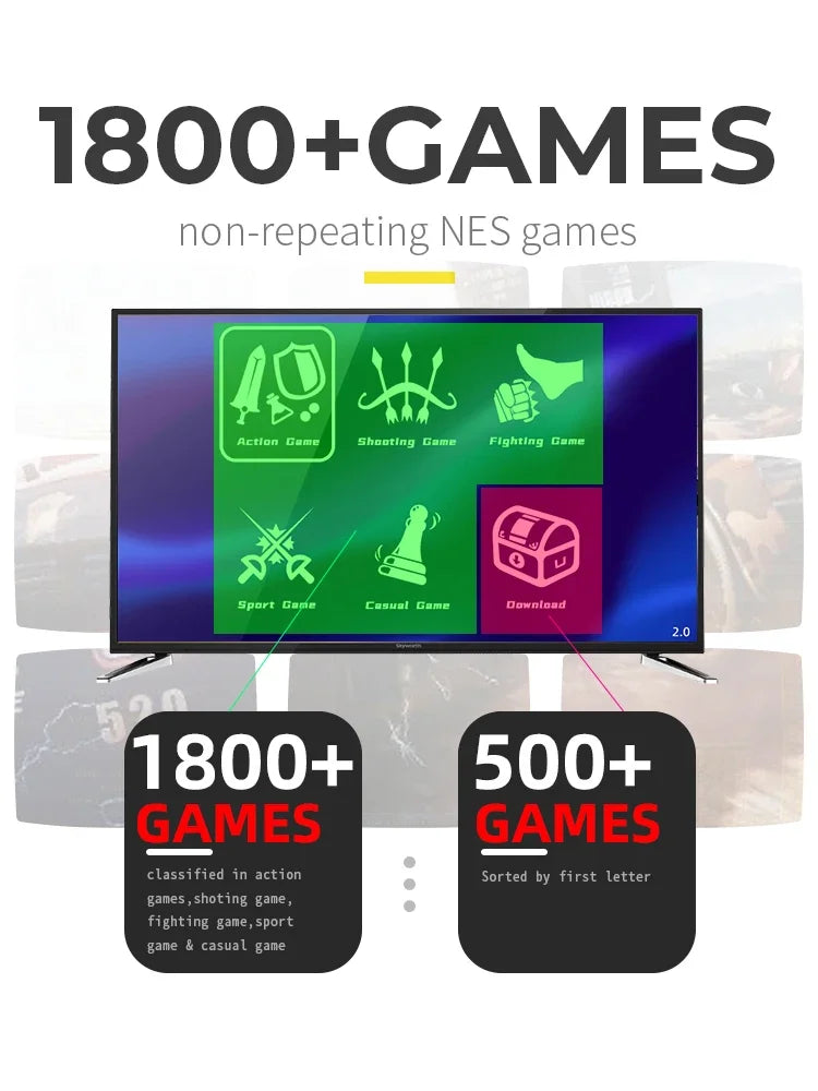 DATA FROG Portable Retro TV Game Stick Wireless USB Console with 1800 Built-in Classic NES/Dendy Games