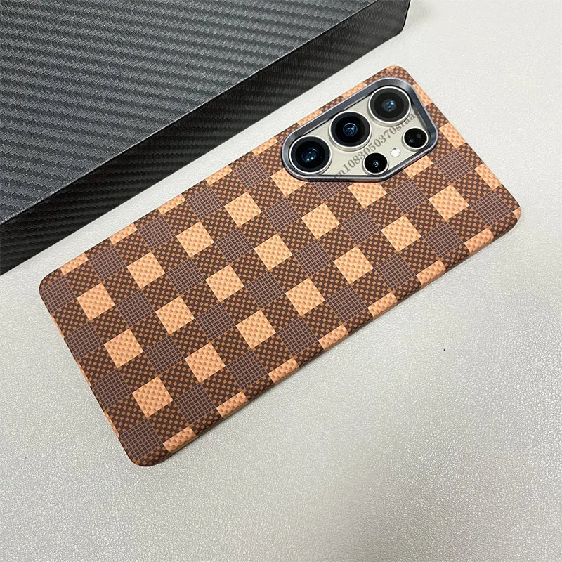 Luxury Carbon Fiber Wireless for Magsafe Case for Samsung Galaxy S26 S25 S23 S24 S22 Ultra Plus Alloy Lens Protection Hard Cover
