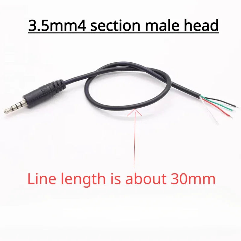 2.5mm 3.5mm 1/8'' Mono/Stereo Male Plug Female Jack Connector 2/3/4 Pole Pin AUX Extension Wire DIY Audio Headphone Repair Cable