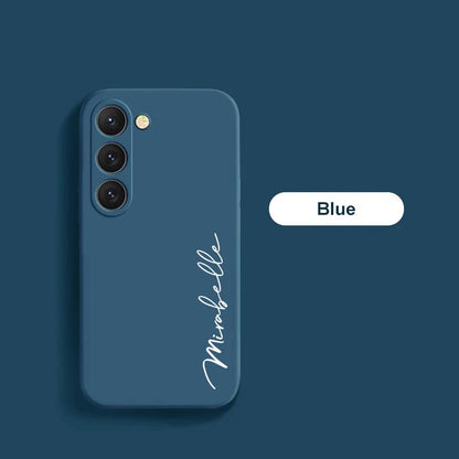 Customized Personalized Name Initials Soft Liquid Silicon DIY Case For Samsung S24 S23 S22 S21 S20FE Ultra Plus Cover For S23FE
