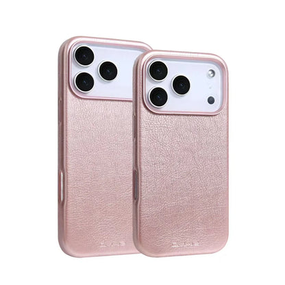 Magnetic Leather Texture for MagSafe Phone Case for IPhone 17 16pro Max 15 14 Pro 13 Wireless Charging Alloy Lens Bumper Cover