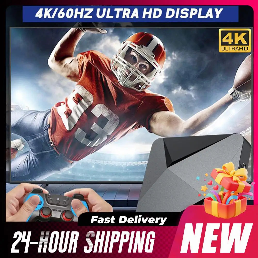（EU）New X2 PRO Retro Game Console 64/128/256GB 4K TV Box Built-in 65000+ Games with 2 Gamepads Wireless Controllers Arcade