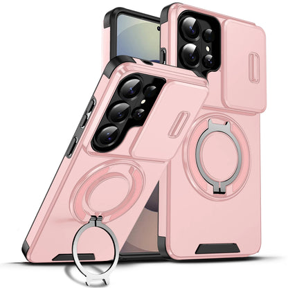 For Samsung S26 S25 S24 S23 Plus Ultra Magnetic Bracket Phone For Samsung S25 24 23 FE S26 25 Edge Sliding Window Anti Fall Case