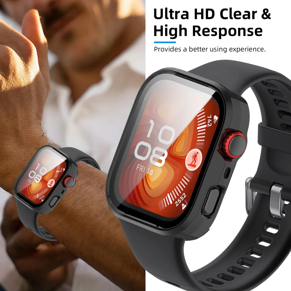 Glass+Case for Huawei Watch Fit 4/4 Pro Tempered Glass Screen Protector & Hard PC Protective Bumper for Huawei Fit4 Accessories