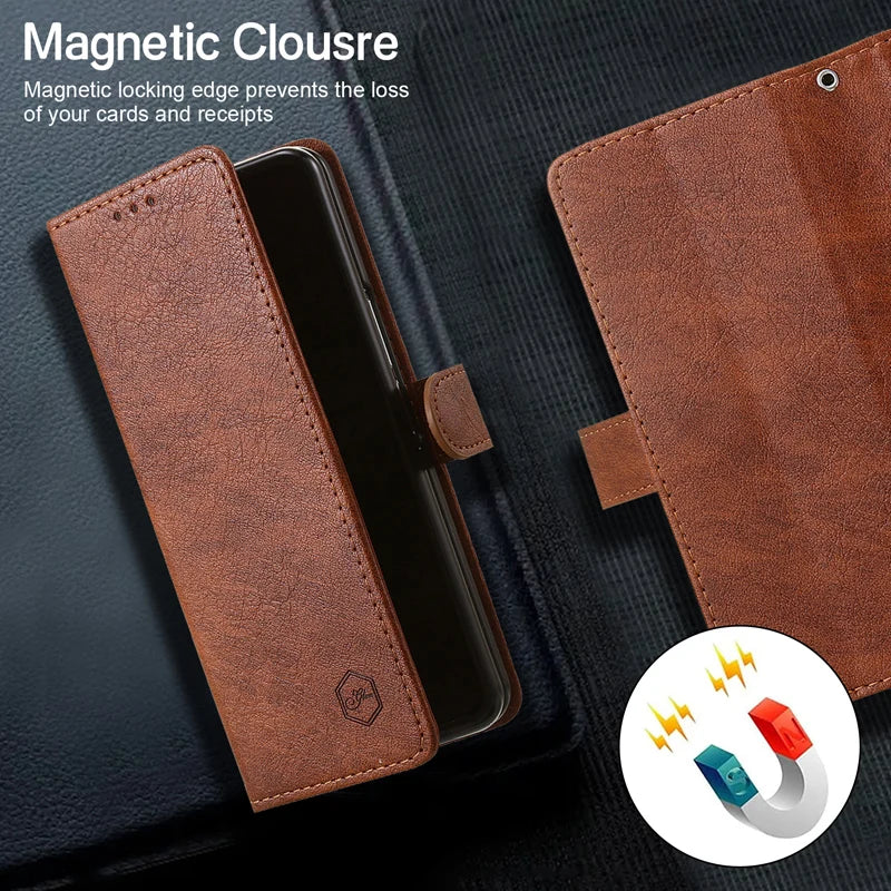 Wallet Phone Case For Samsung Galaxy Z Fold7 Card Holder Stand Shockproof Cloudy  PU Leather Cover For Z Fold 6 5 3 4 Funda