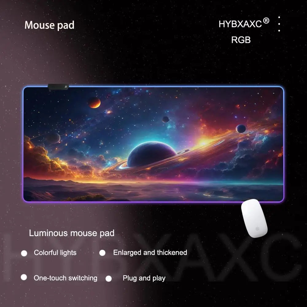 Hot Cosmos Space Solar System Planet Mouse Pad RGB Gaming Mouse Pad HD Gamer Large LED Light XXL PC Computer Carpet