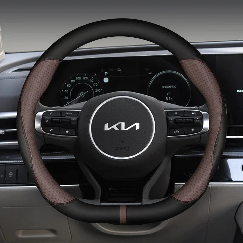 Car Steering Wheel Cover PU Leather D Shape Auto Accessories For Kia Sportage 5 GT-Line 2021 2022 Sportage 2022 2023 37-38cm