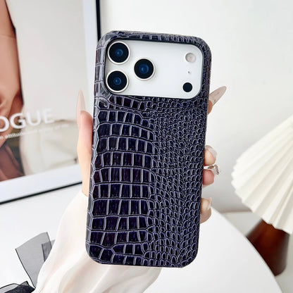 Advanced Solid Color Glossy Crocodile Skin Pattern Shockproof Protective Phone Cover Case for iPhone 17 16 15 14 Pro Max 17Air
