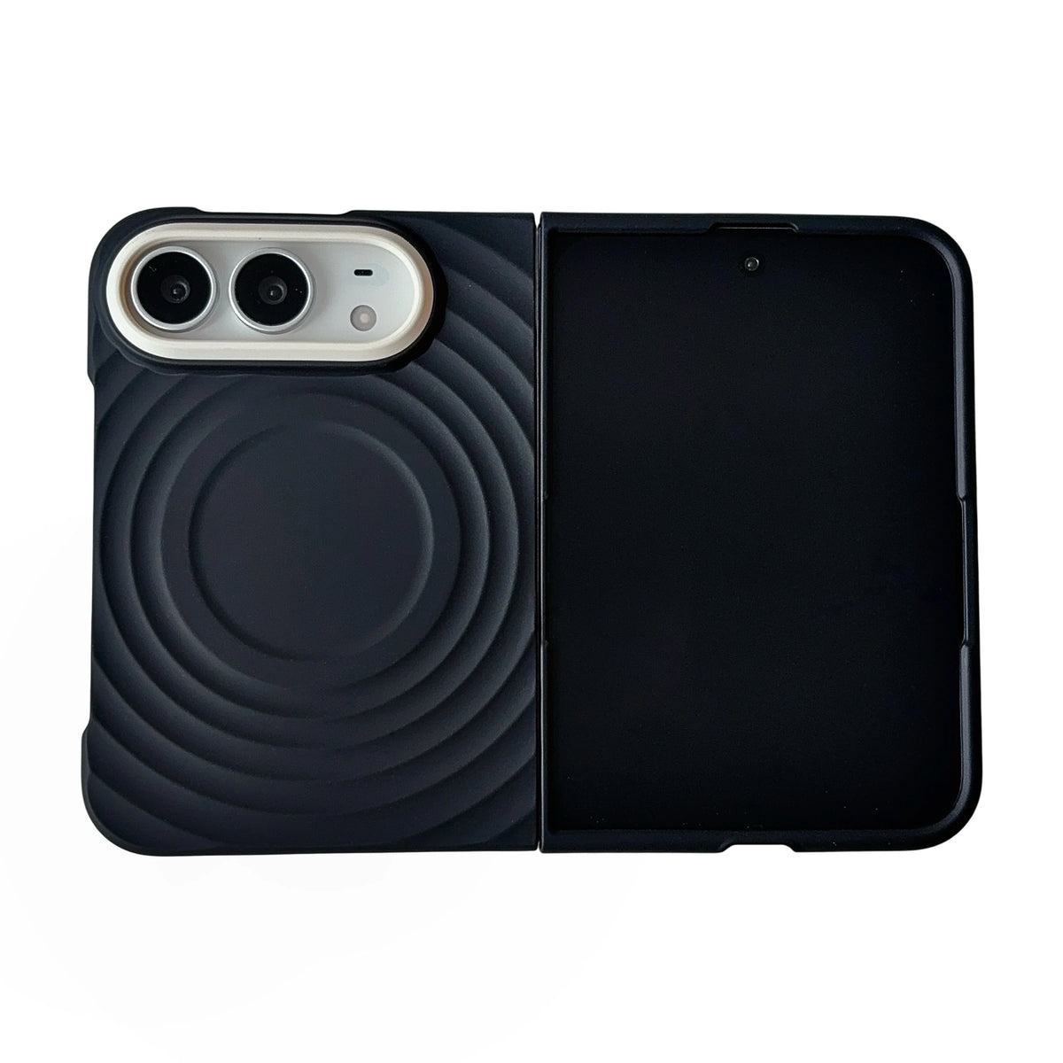 Case For Apple iPhone Duo For Foldable iPhone Duo For Magsafe With  Magnetic Ring Ripples Stand Luxury Silicone Ripples Cover