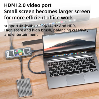 PIVA G71 7 in 1 Aluminum Alloy Office Docking Station Smart Screen Display Type-C to HDMI2.0 USB3.0 HUB PD100W Adapter