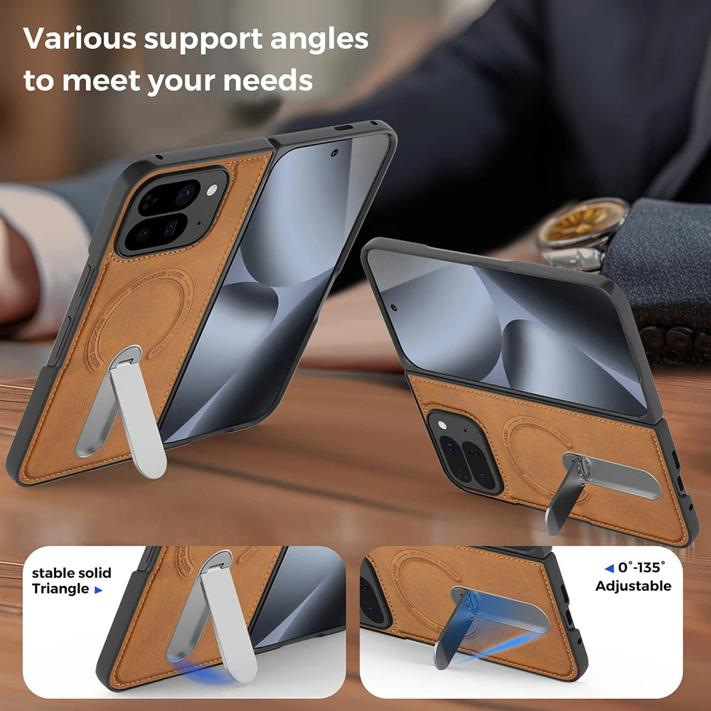 Magnets Magnetic For Magsafe PU Leather Case For Google Pixel 10 Pro Fold Wireless Charging Shell