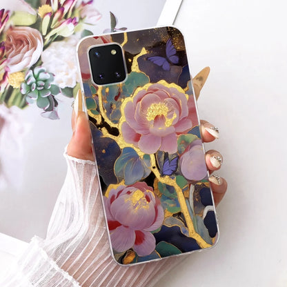 For Samsung Galaxy Note 10 Lite Case SM-N770F Luxury Flowers Painted Cover Soft Silicone Case For Samsung S10 Lite SM-G770F Bags