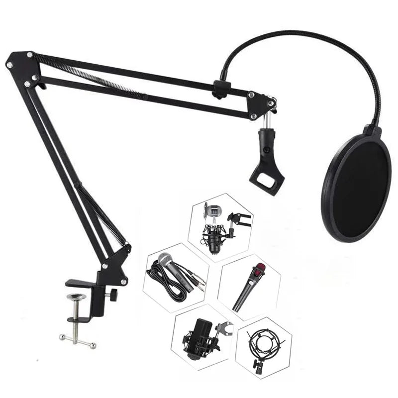 NB-35 Microphone Stand Professional Scissor Arm Stand With Microphone Pop Filter For Mic Bracket With Shock Mount