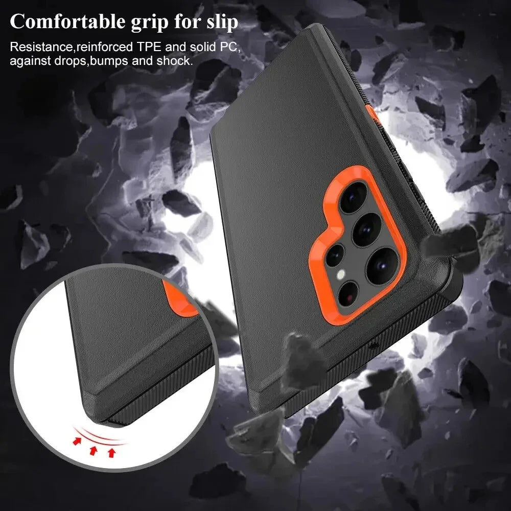Armor Otter Case for Samsung Galaxy S26 S23 S22 S21 S20 S24 Ultra A17 A07 S25 edge Heavy Duty Shockproof +Belt Clip Box Case