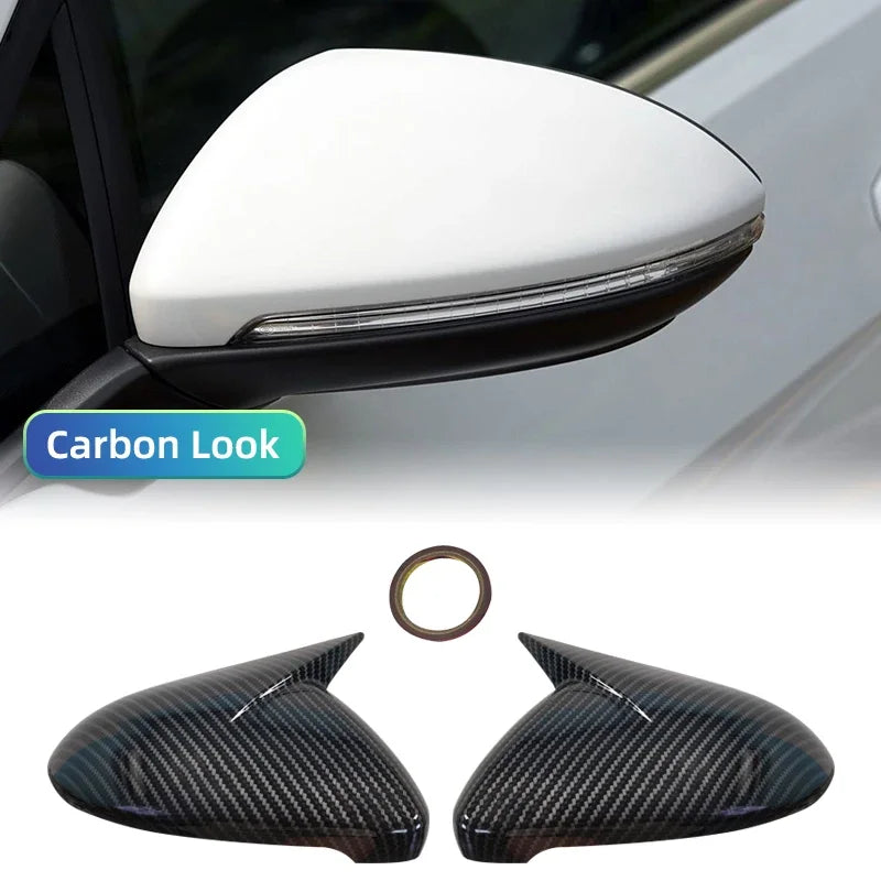 2x Carbon Look Side Wing Mirror Cover For VW For VW Golf 7 MK7 MK7.5 GTI R GTE GTD 2014-2019 Side Rear View Mirror Cap Cover
