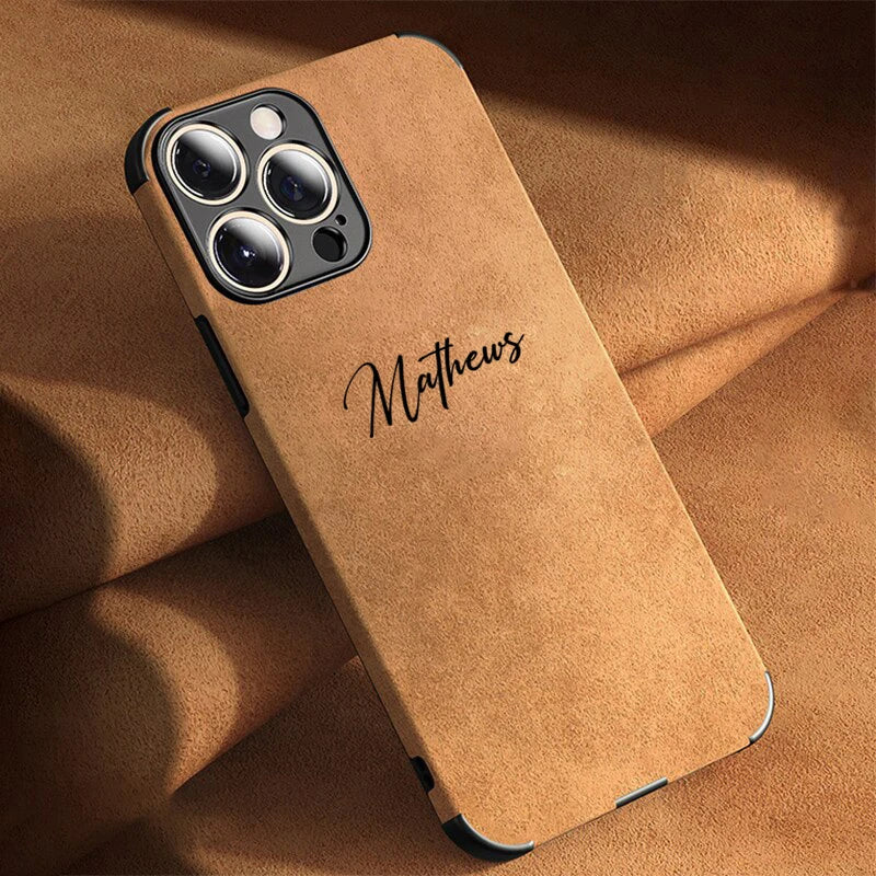 Personalized Luxury Leather Lambskin Case For iPhone 11 12 13 14 15 16 18Pro Max Customized Name DIY Cover