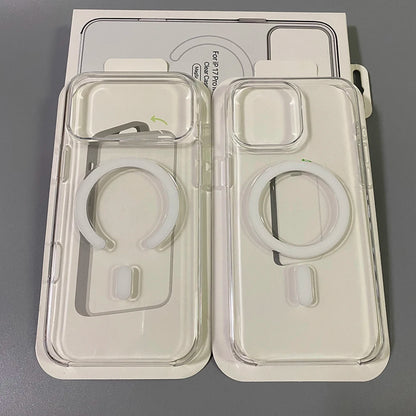 Original Magnetic Clear Phone Case For iPhone 18 17 16 15 14 13 12 Pro Max For Magsafe Wireless Charging With Camera Button