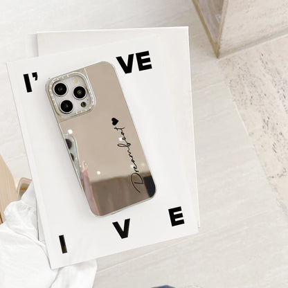 Personalized Customized Name Case For iPhone 18 17 16 15 14 13 12 11 Pro Max Plus Plating Makeup Mirror Pattern Cover 16 Pro