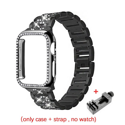 Chains Strap Case+Strap Metal Band Women Bracelet For Apple Watch 49mm 46mm 44mm 42mm 40 38mm for iWatch 10 9 8 7 6 5 SE 4 3 2 1