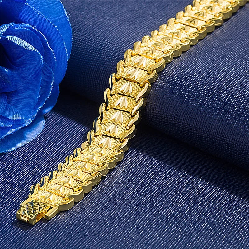 21cm Retro Fashion European Coin Gold-plated Jewelry Copper Plating 18K Gold Men's Wide Version Bracelet Watch Chain Wholesale