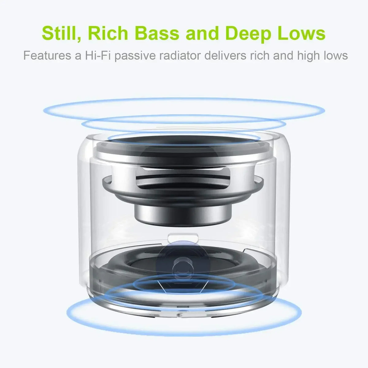Mini Bluetooth A106 Pro Speaker with Custom Bass Radiator, IPX7 Waterproof, Super Portable Speakers, Travel Case Packed