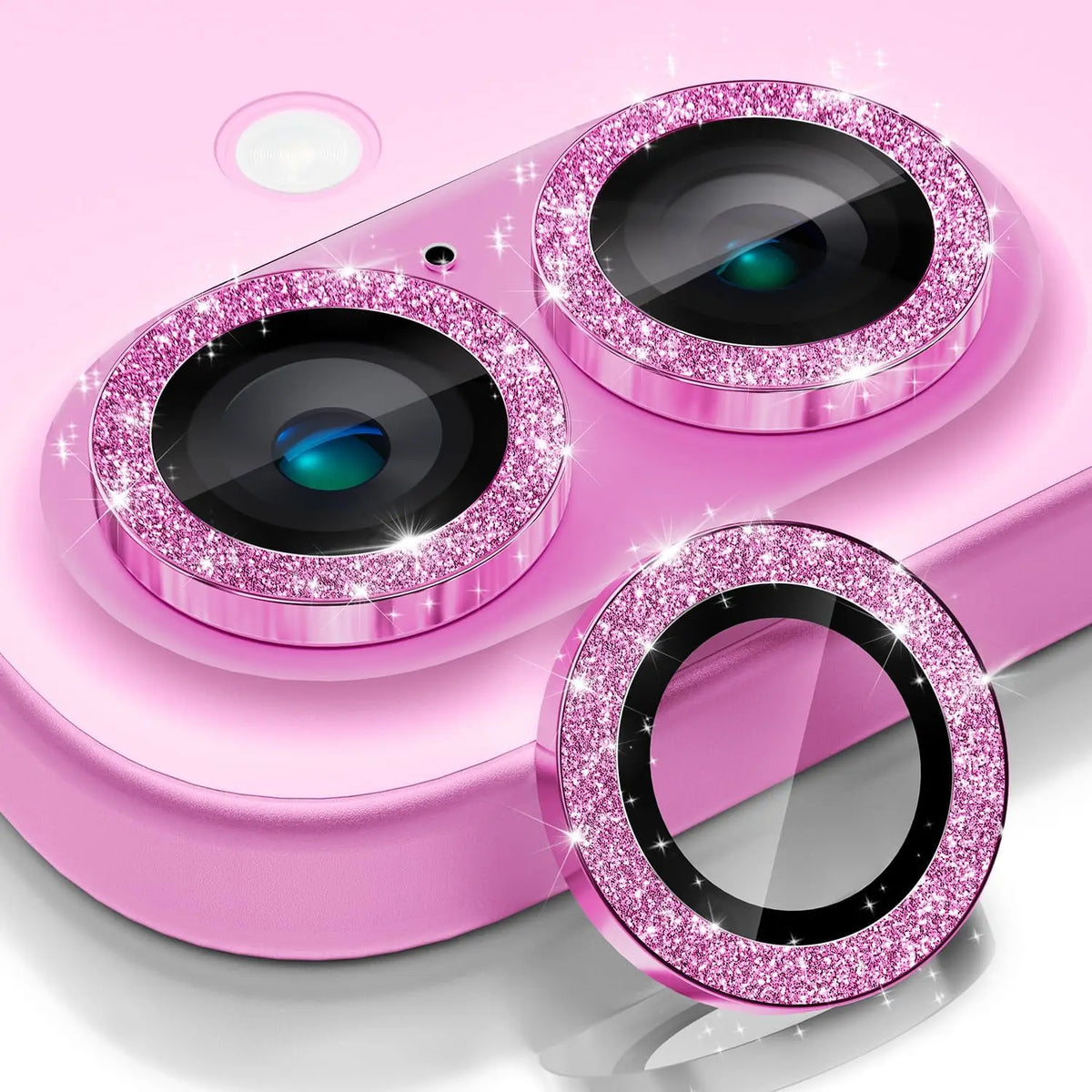 For IPhone 16 17/iPhone 16 Plus Camera Lens Protector Bling, [Glitter Decoration] Ultra-HD Tempered Glass Cover, Metal