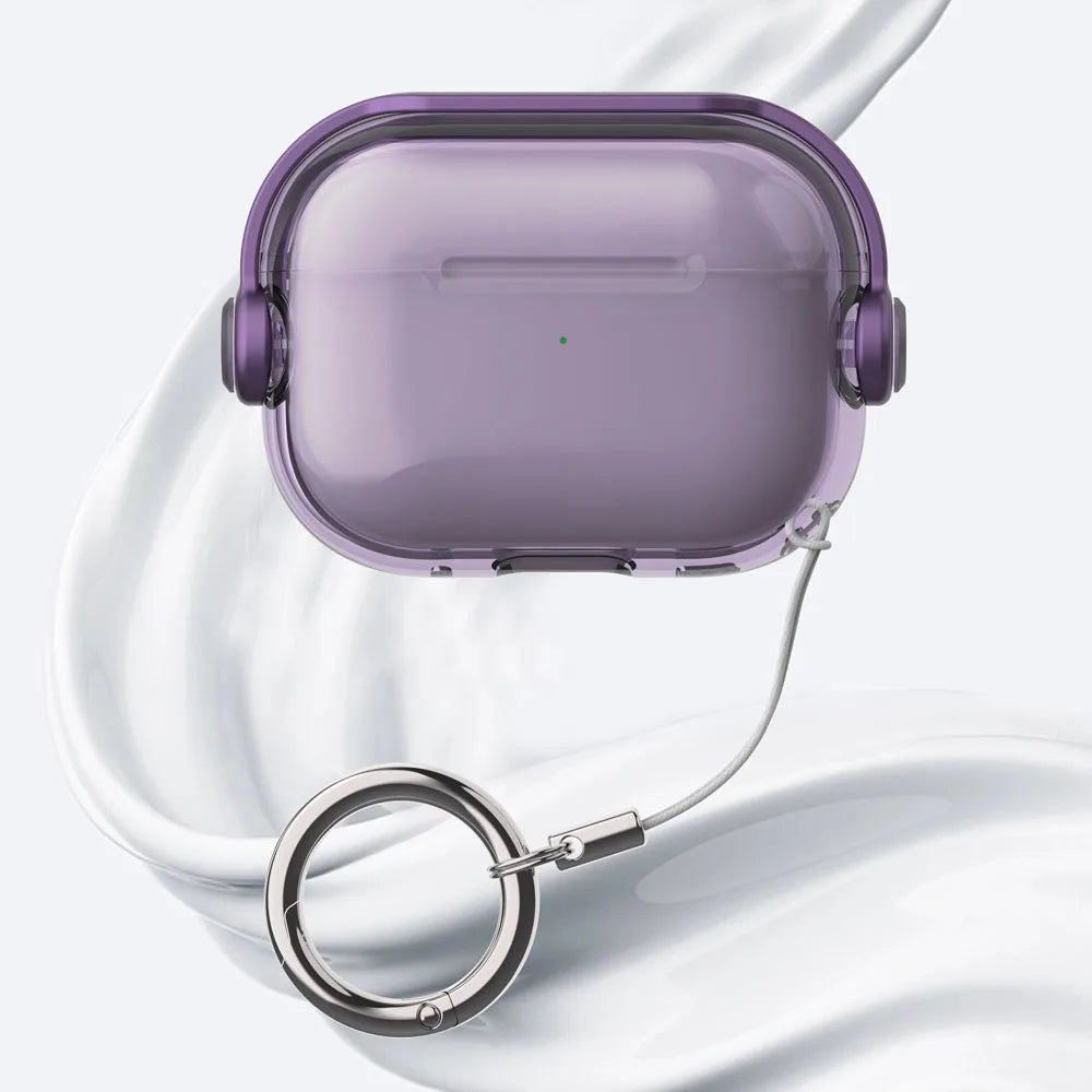 Security Lock Transparent Cover For Airpods Pro 2 Case Cute Candy Color Clean Earphone Case For Airpods 4 3 1 2 5 Phone Holder