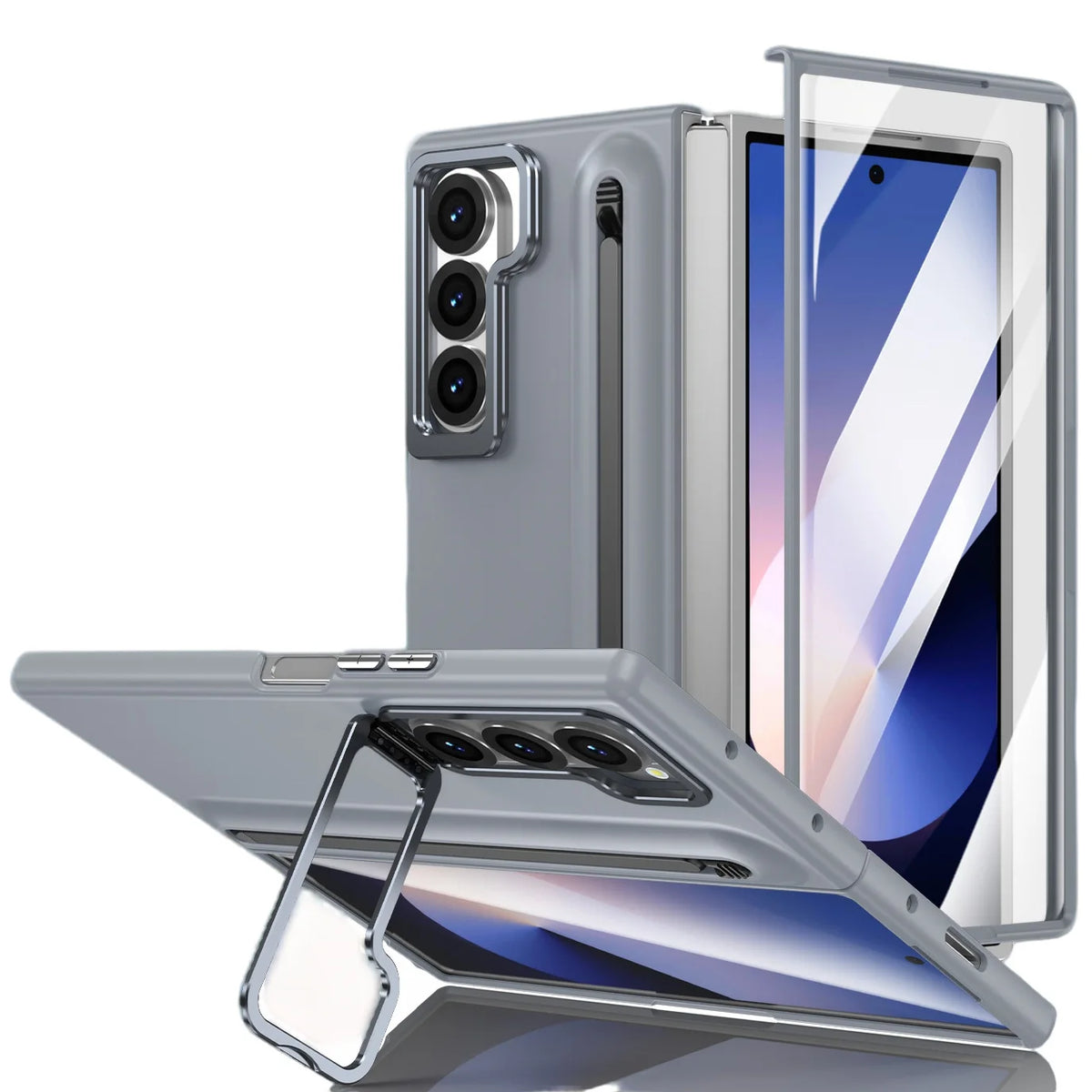 Metal Lens Holder Phone Cover For Samsung Galaxy Z Fold 7 6 5 Z Fold7 Fold6 Case With Screen Glass S Pen Slot Shockproof Cases