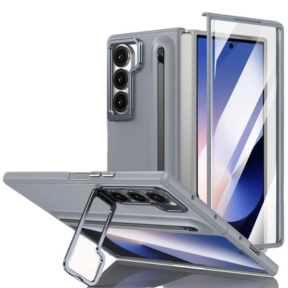 Metal Lens Holder Phone Cover For Samsung Galaxy Z Fold 7 6 5 Z Fold7 Fold6 Case With Screen Glass S Pen Slot Shockproof Cases