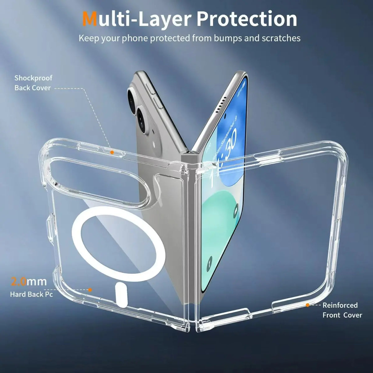 For iphone Duo Crystal Clear for Magsafe Magnetic Fold Case For iPhone Duo Fold Ultra Clear for Wireless Charge Cover Case