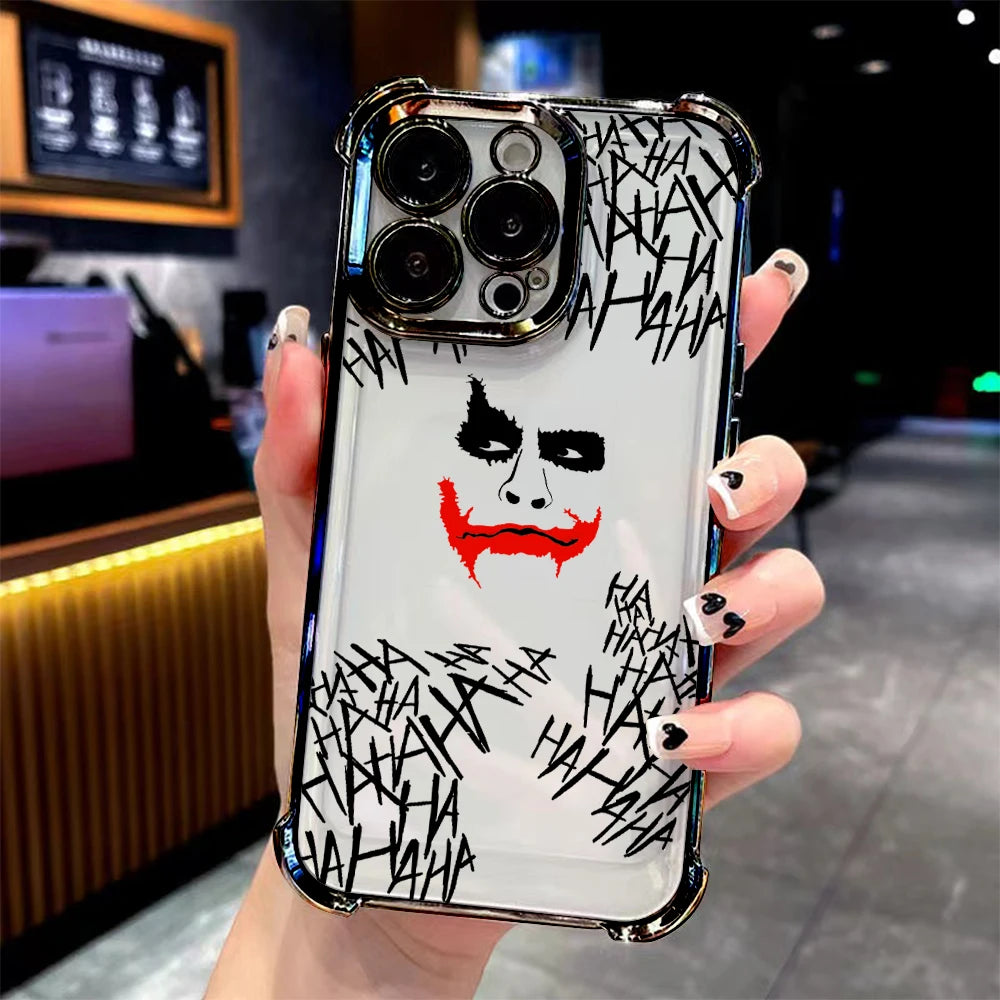Cool Crazy j-jokers Plating Phone Case For iPhone 17 16e 16 15 14 13 12 11 Pro Max XR XSMax 7 8 Mini Air Plus Anti-Fall Airabag