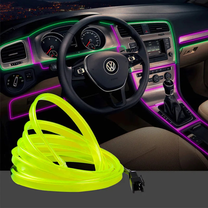 HQ 12V Universal LED Car Ambient Lamp Car Interior Decoration Light Cold Light Strips Waterproof Dashboard Console Lamp1/3/5M