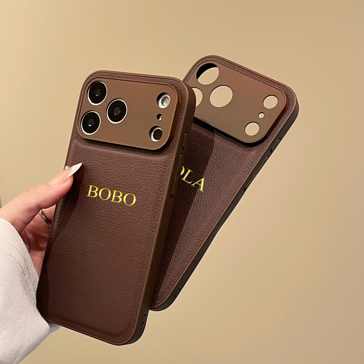 Personalized Customized Name Color Faux Leather Case For iPhone18 17 16 15 14 13 Pro Max Plus 17Air Hot Gold Foil Engraved Cover