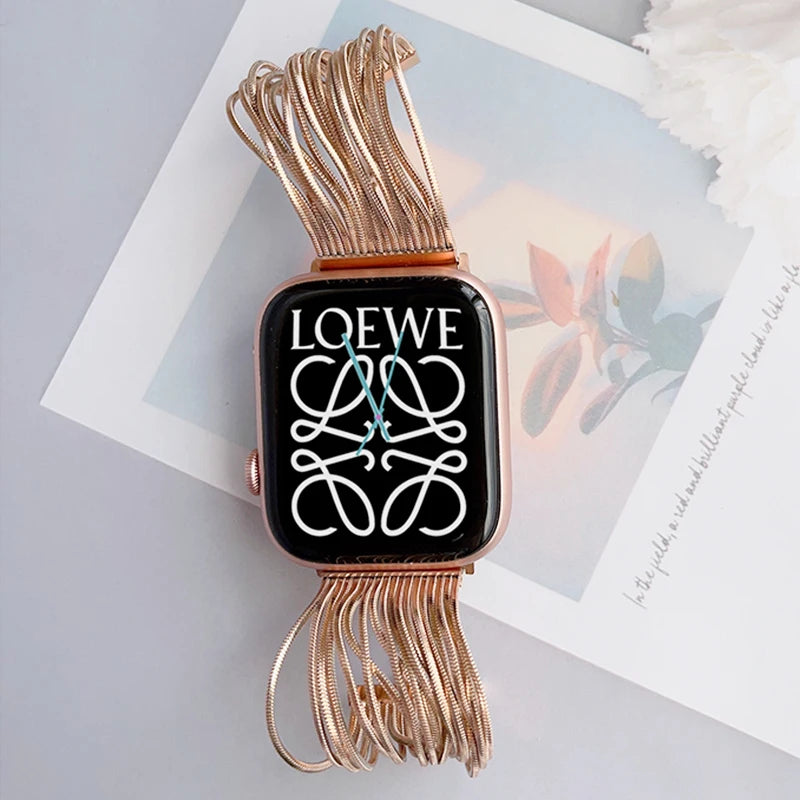 Strap For Apple Watch Band 49mm 45mm 41mm 44mm 40mm 42mm 38mm Women Steel Chain Bracelet IWatch Ultra SE Series 8 7 6 5 4 3 2 1