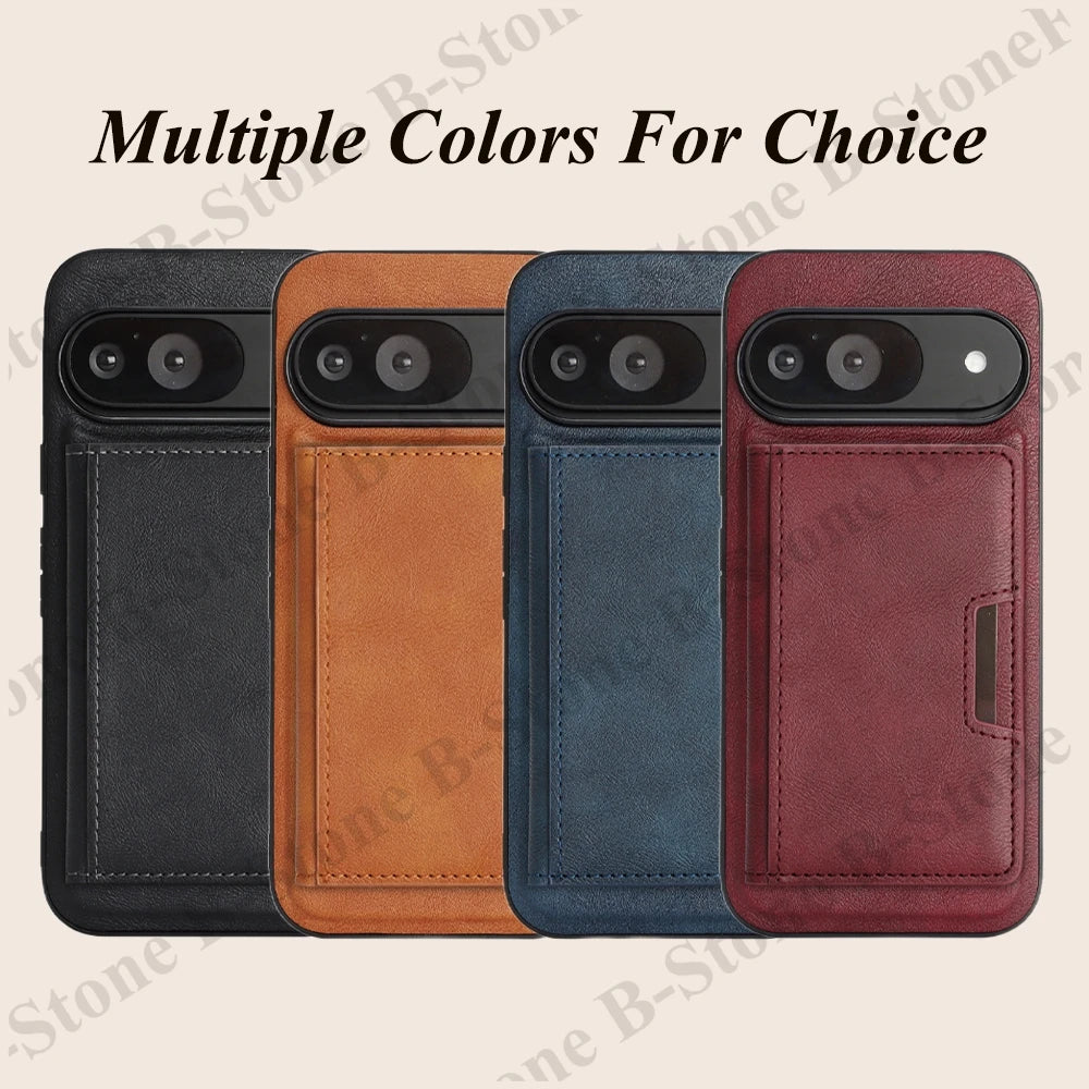 Wallet Leather Case For Google Pixel 8 8Pro 8A 9 9Pro 9A 10 10Pro 10A Pro XL ProXL Cards Bag Wireless Charging Phone Cover