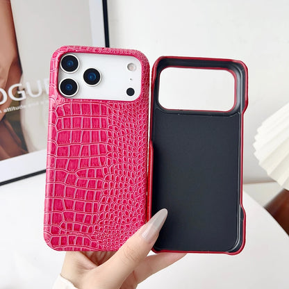 Advanced Solid Color Glossy Crocodile Skin Pattern Shockproof Protective Phone Cover Case for iPhone 17 16 15 14 Pro Max 17Air