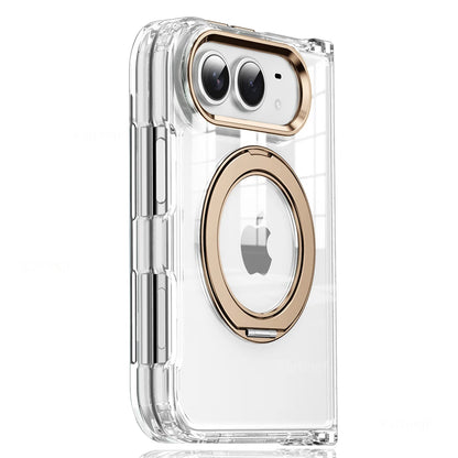 Luxury For Magsafe Phone Case For iPhone Duo 18 Fold With Rotating Magnetic Holder Transparent Case Acrylic Cover