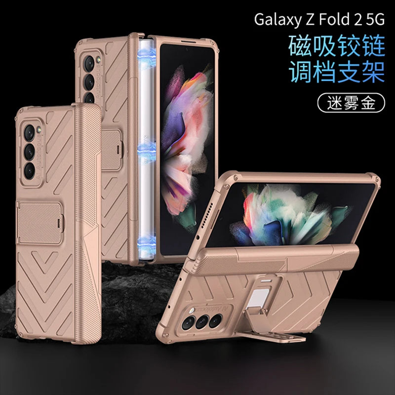 For Samsung Galaxy Z Fold 2 Magnetic Hinge All-included Case 5G Shockproof Protection Stand Matte Cover For Galaxy Z Fold2 Case