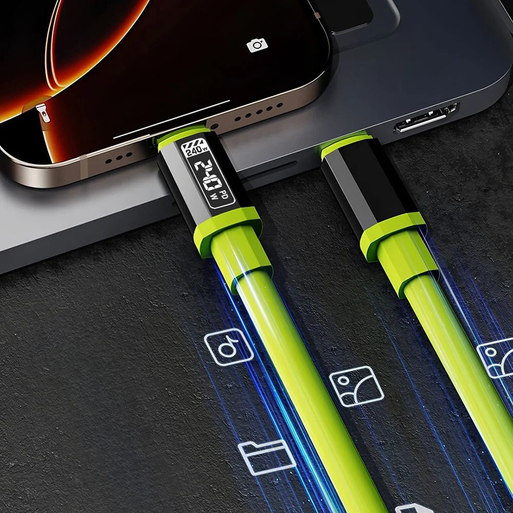 240W USB Type C Cable PD Fast Charging Phone Charger Data Cord For iPhone Samsung Xiaomi Huawei USB C to USB C Quick Charge Wire