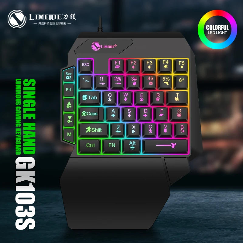 35keys One Handedly Single Hand Mini Gaming Keyboard Usb Ultra-slim Wired Backlight Keyboard for Laptop Desktop PC Smartphone